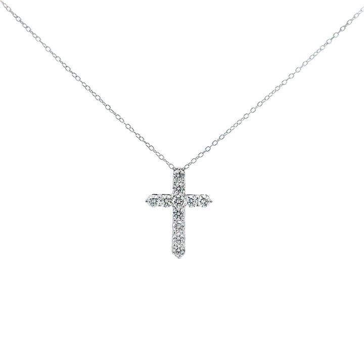 1.50 CTW Lab Grown Diamond 14K White Gold Cross Pendant Necklace