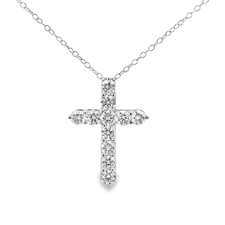 1.50 CTW Lab Grown Diamond 14K White Gold Cross Pendant Necklace