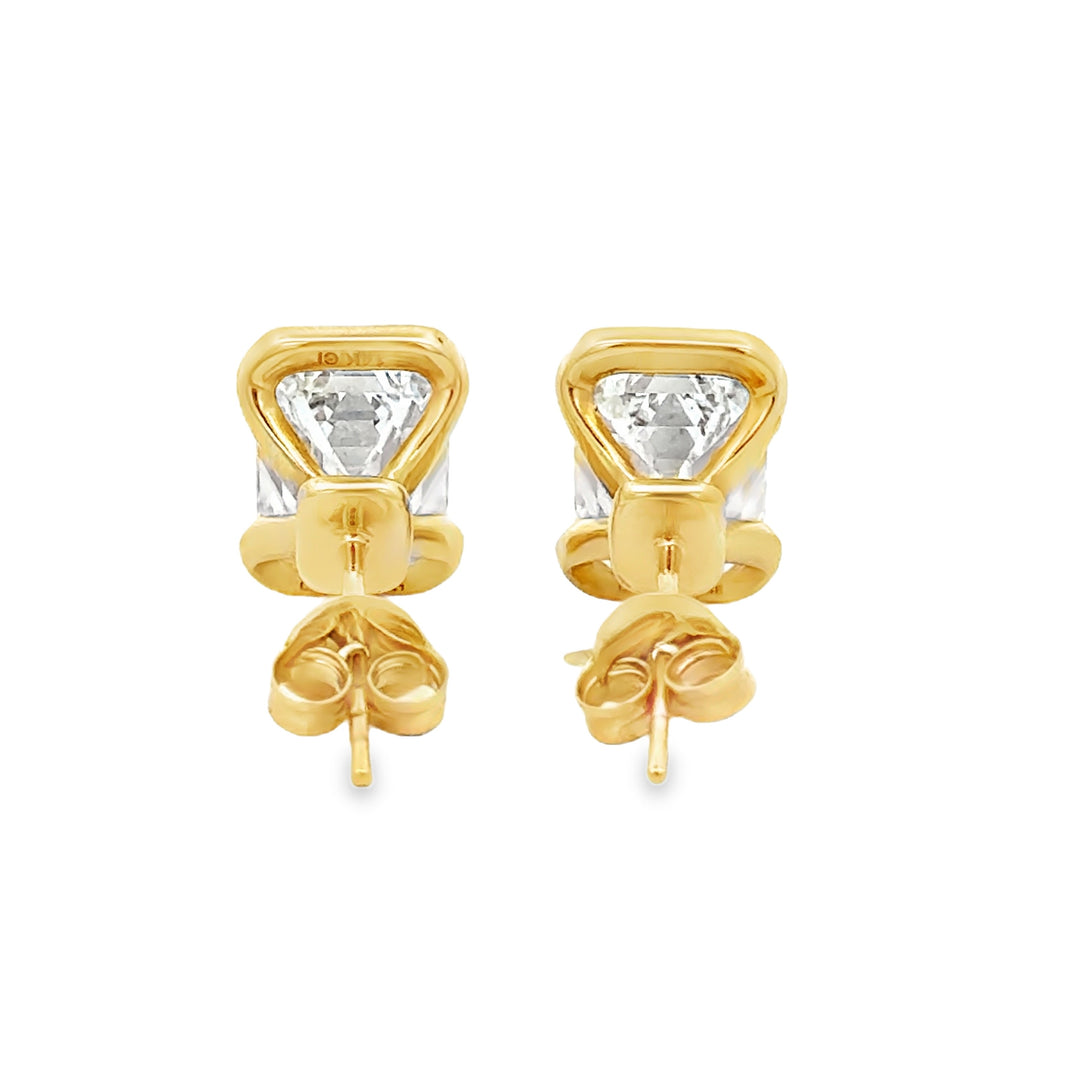 4.80 CTW Lab Grown Emerald Cut Diamond 14K Yellow Gold Stud Earrings