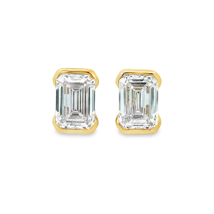 4.80 CTW Lab Grown Emerald Cut Diamond 14K Yellow Gold Stud Earrings