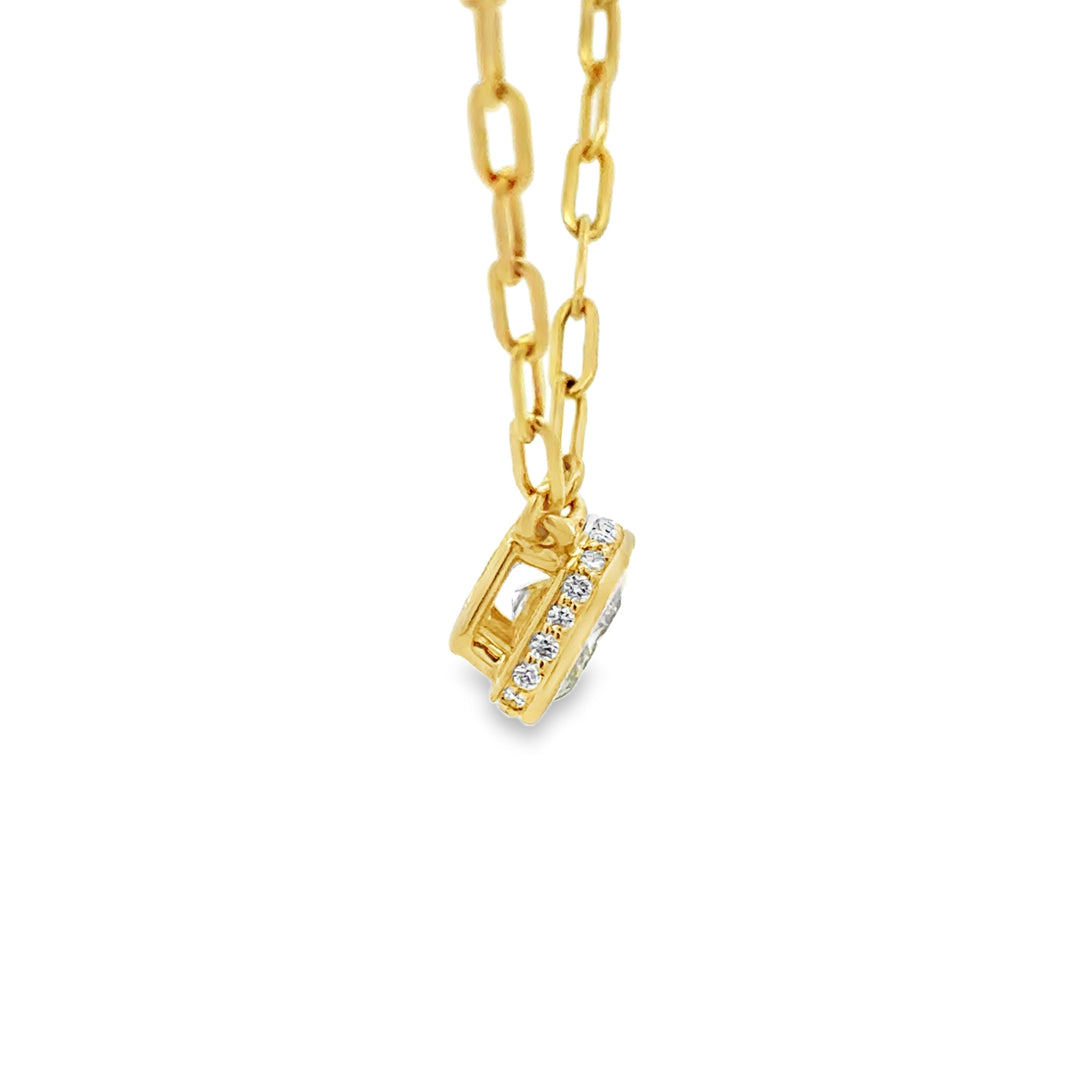 2.08 CT Lab Grown Emerald Cut Diamond 14K Yellow Gold Hidden Halo Pendant Necklace