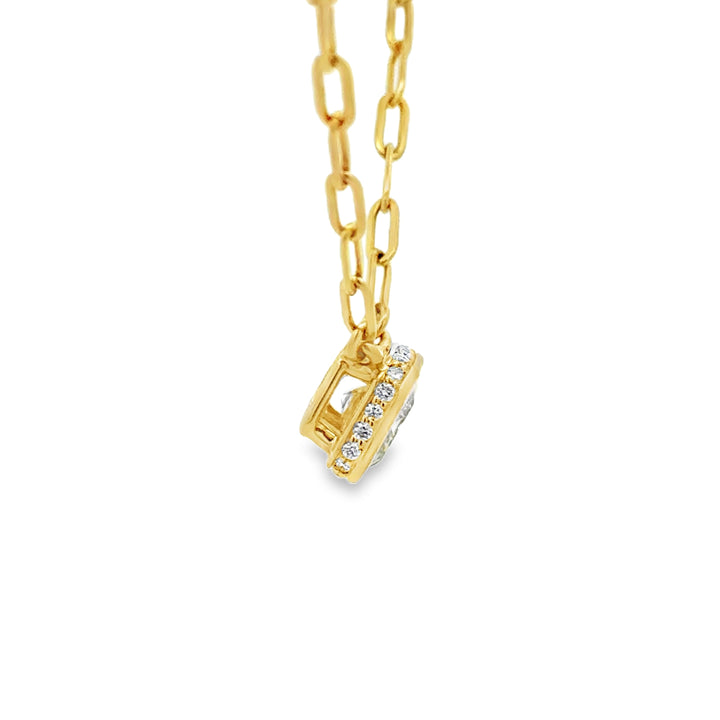 2.08 CT Lab Grown Emerald Cut Diamond 14K Yellow Gold Hidden Halo Pendant Necklace
