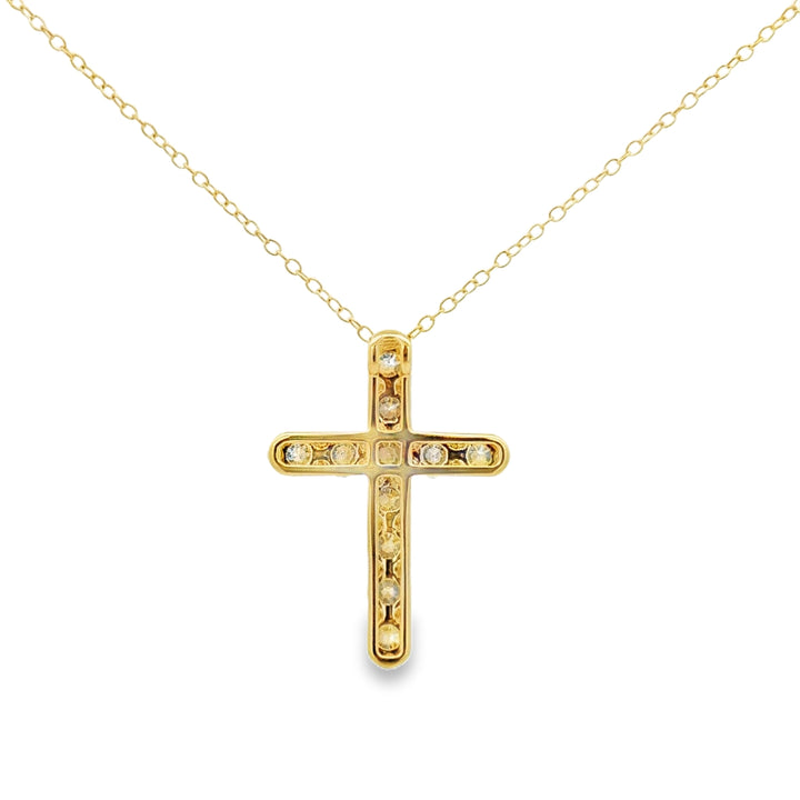 2.00 CTW Lab Grown Diamond 14K Yellow Gold Cross Pendant Necklace