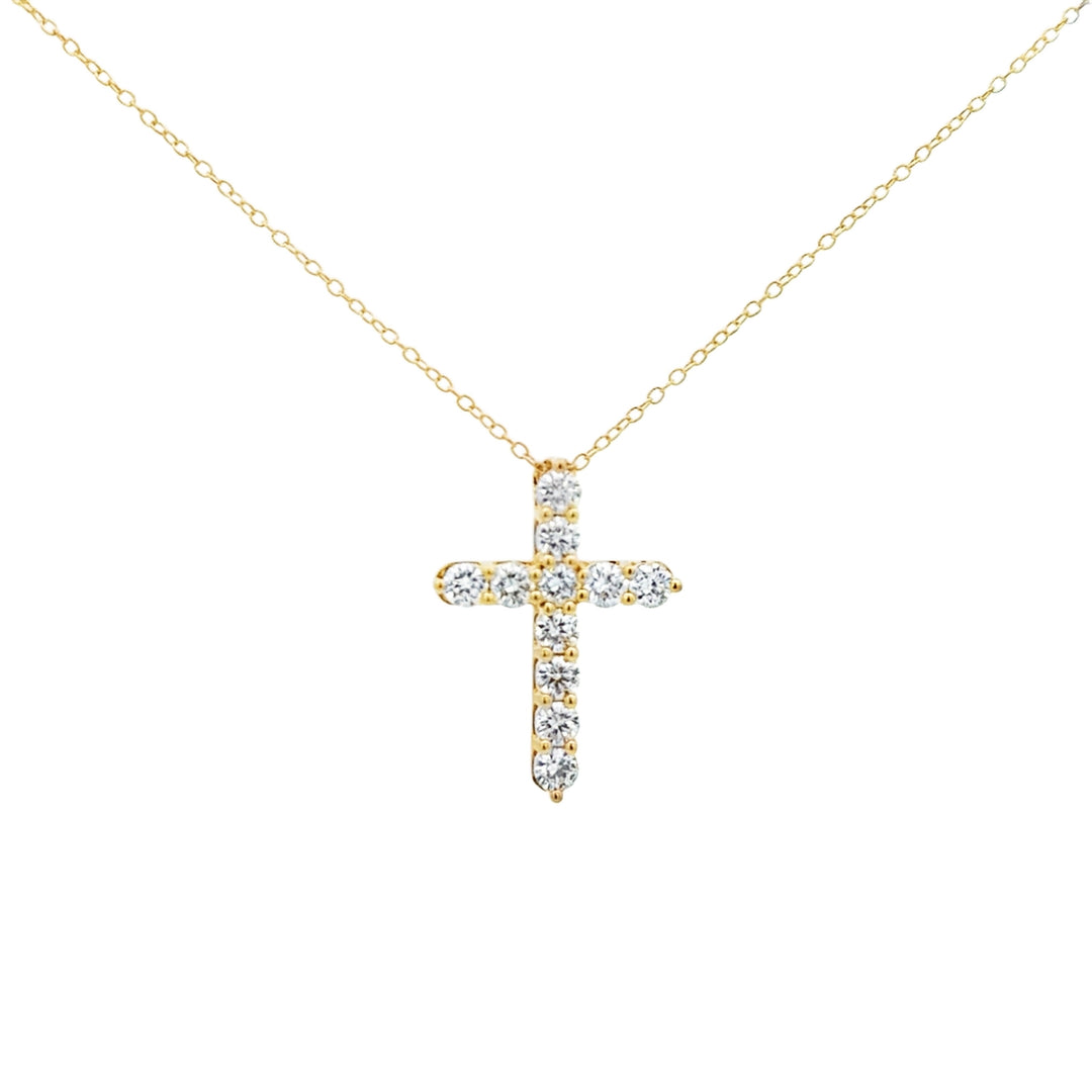 2.00 CTW Lab Grown Diamond 14K Yellow Gold Cross Pendant Necklace