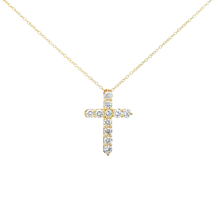 2.00 CTW Lab Grown Diamond 14K Yellow Gold Cross Pendant Necklace