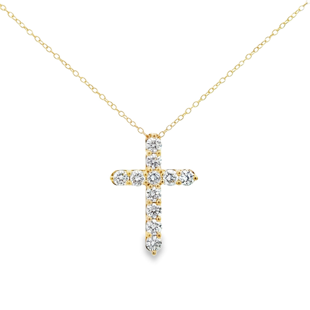 2.00 CTW Lab Grown Diamond 14K Yellow Gold Cross Pendant Necklace
