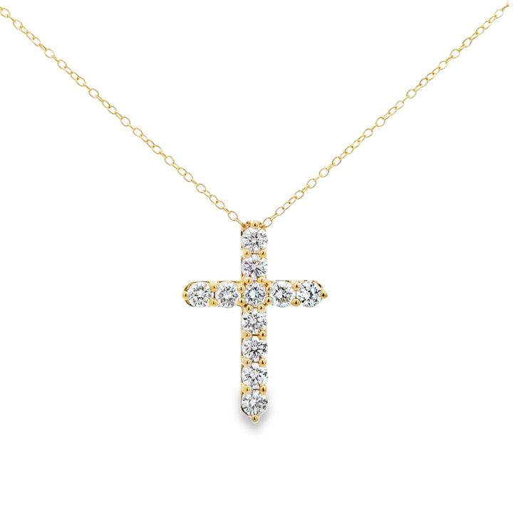 2.00 CTW Lab Grown Diamond 14K Yellow Gold Cross Pendant Necklace