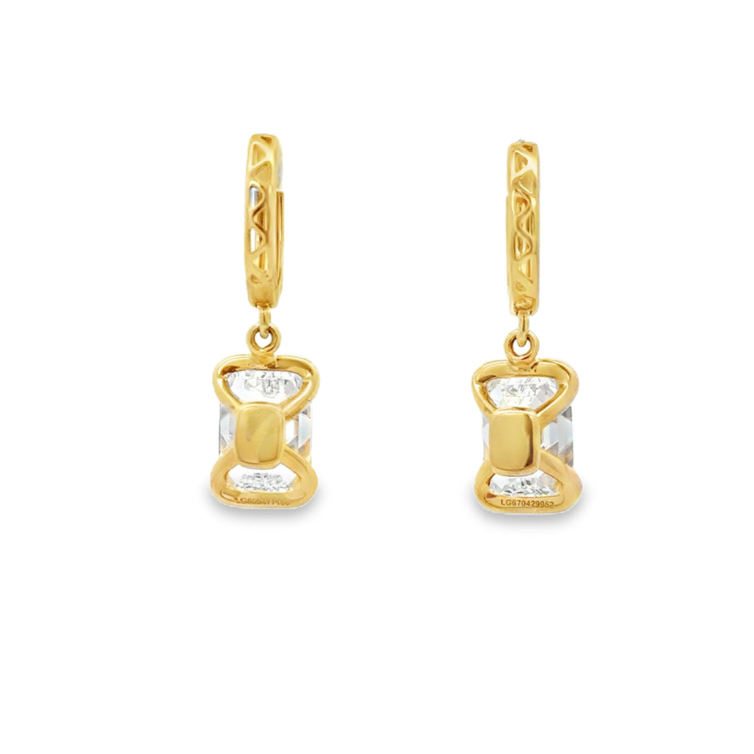 4.20 CTW Lab Grown Emerald Cut Diamond 14K Yellow Gold Drop Hoop Earrings
