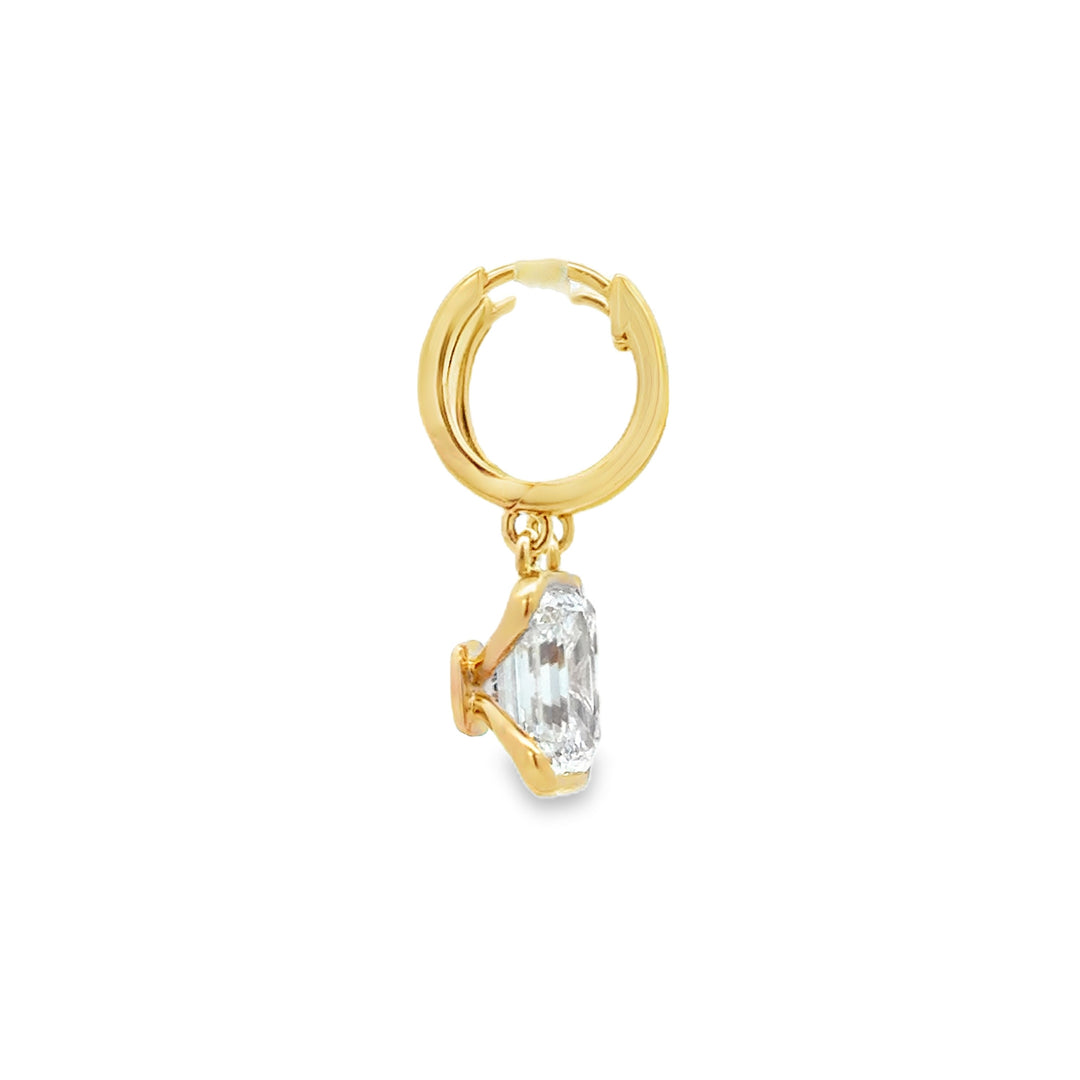 4.20 CTW Lab Grown Emerald Cut Diamond 14K Yellow Gold Drop Hoop Earrings