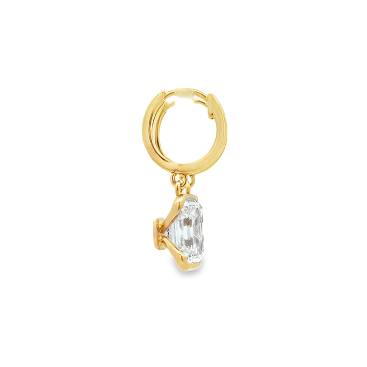 4.20 CTW Lab Grown Emerald Cut Diamond 14K Yellow Gold Drop Hoop Earrings