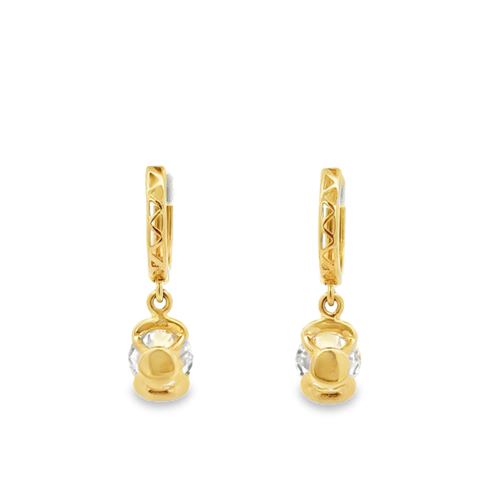 2.02 CTW Lab Grown Round Diamond 14K Yellow Gold Drop Hoop Earrings