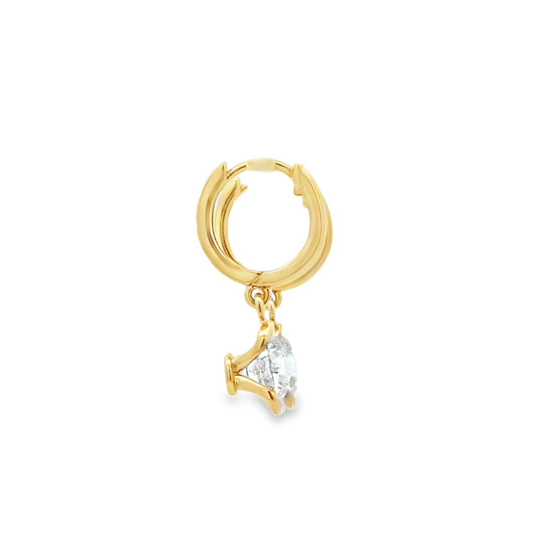 2.02 CTW Lab Grown Round Diamond 14K Yellow Gold Drop Hoop Earrings