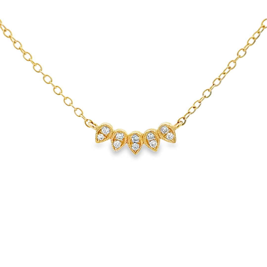 0.05 CTW Diamond 14K Yellow Gold Teardrop Bar Necklace
