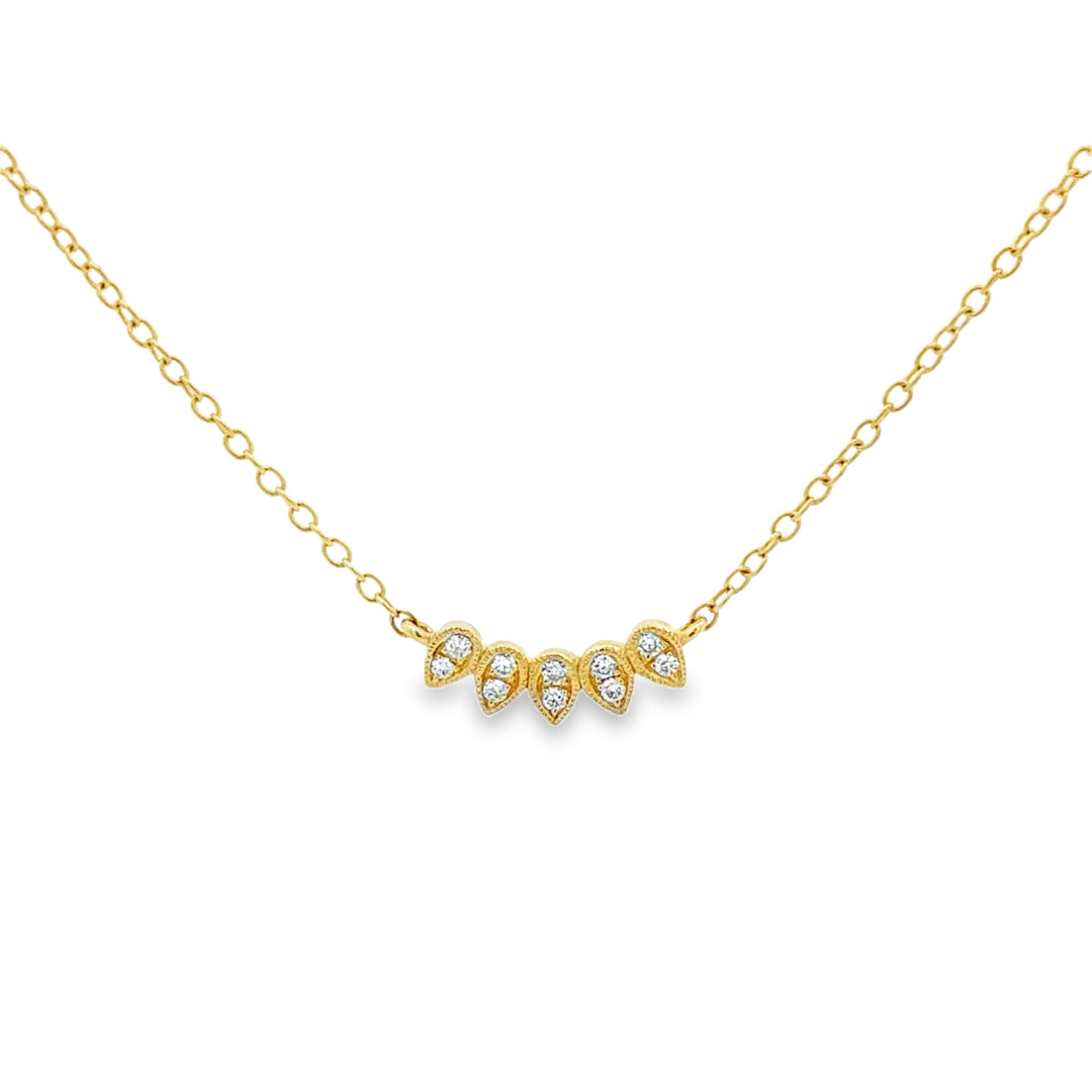 0.05 CTW Diamond 14K Yellow Gold Teardrop Bar Necklace