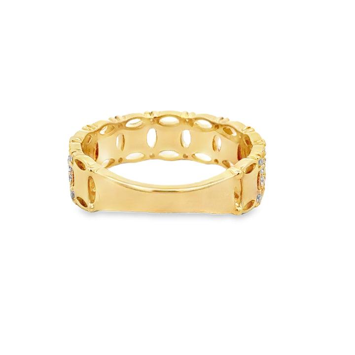 0.40 CTW Diamond 14K Yellow Gold Openwork Filigree Band Ring