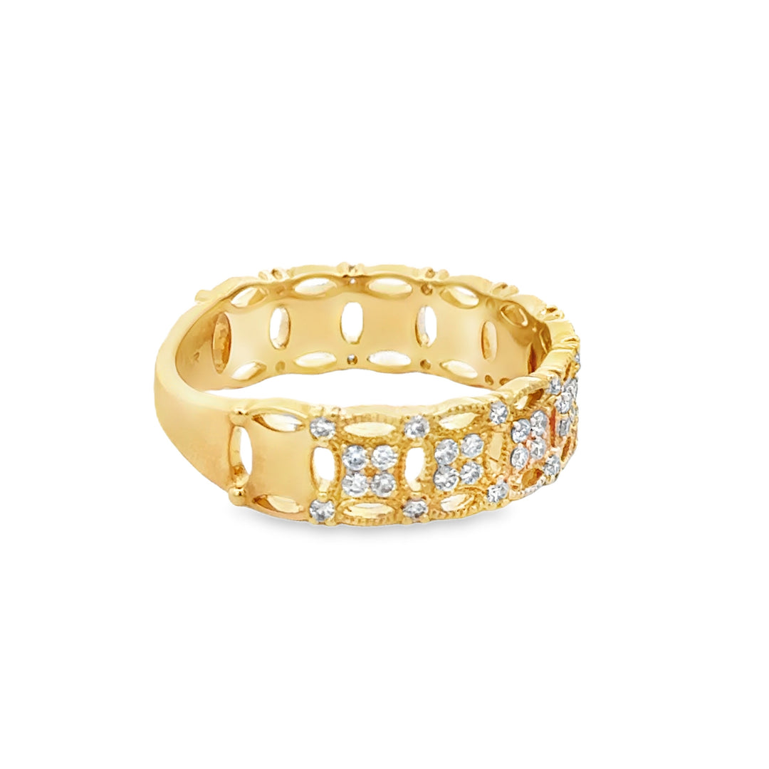 0.40 CTW Diamond 14K Yellow Gold Openwork Filigree Band Ring
