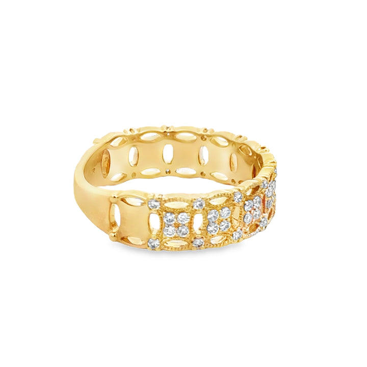 0.40 CTW Diamond 14K Yellow Gold Openwork Filigree Band Ring