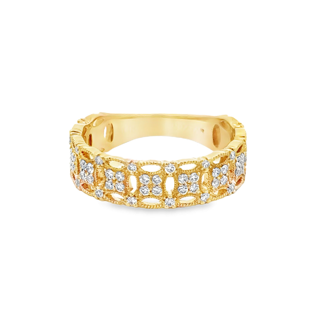 0.40 CTW Diamond 14K Yellow Gold Openwork Filigree Band Ring