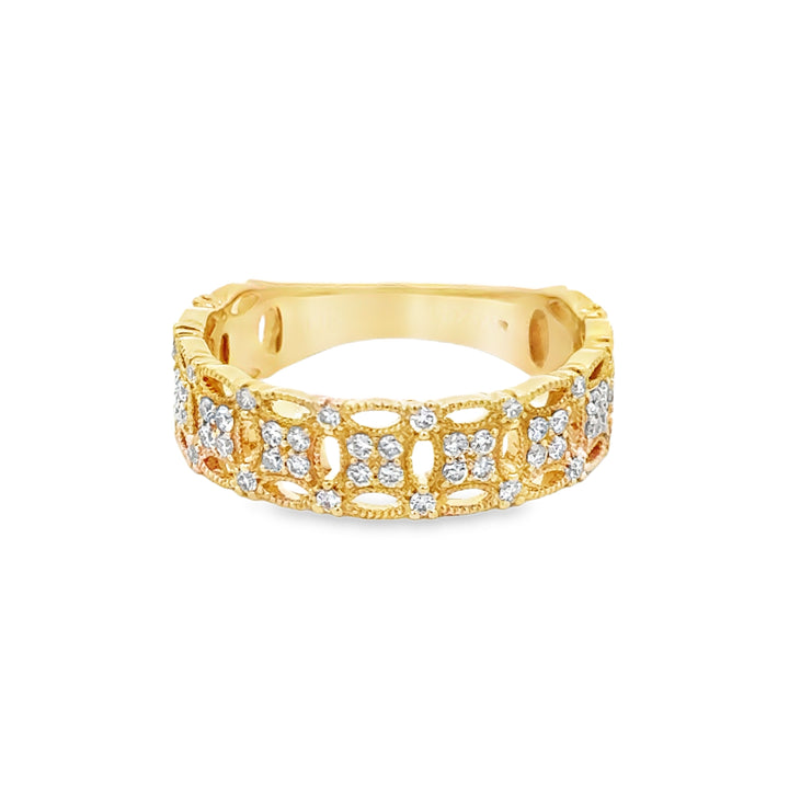 0.40 CTW Diamond 14K Yellow Gold Openwork Filigree Band Ring