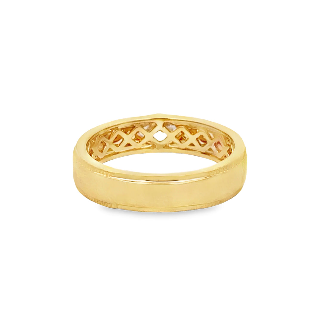 0.25 CT Marquise Diamond 14K Yellow Gold Bezel Set Band Ring