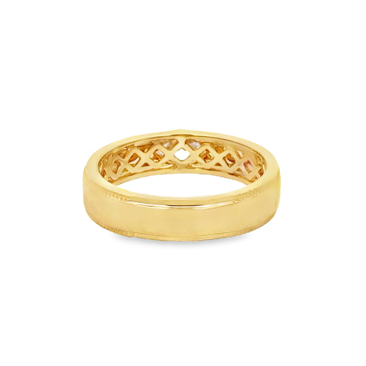 0.25 CT Marquise Diamond 14K Yellow Gold Bezel Set Band Ring