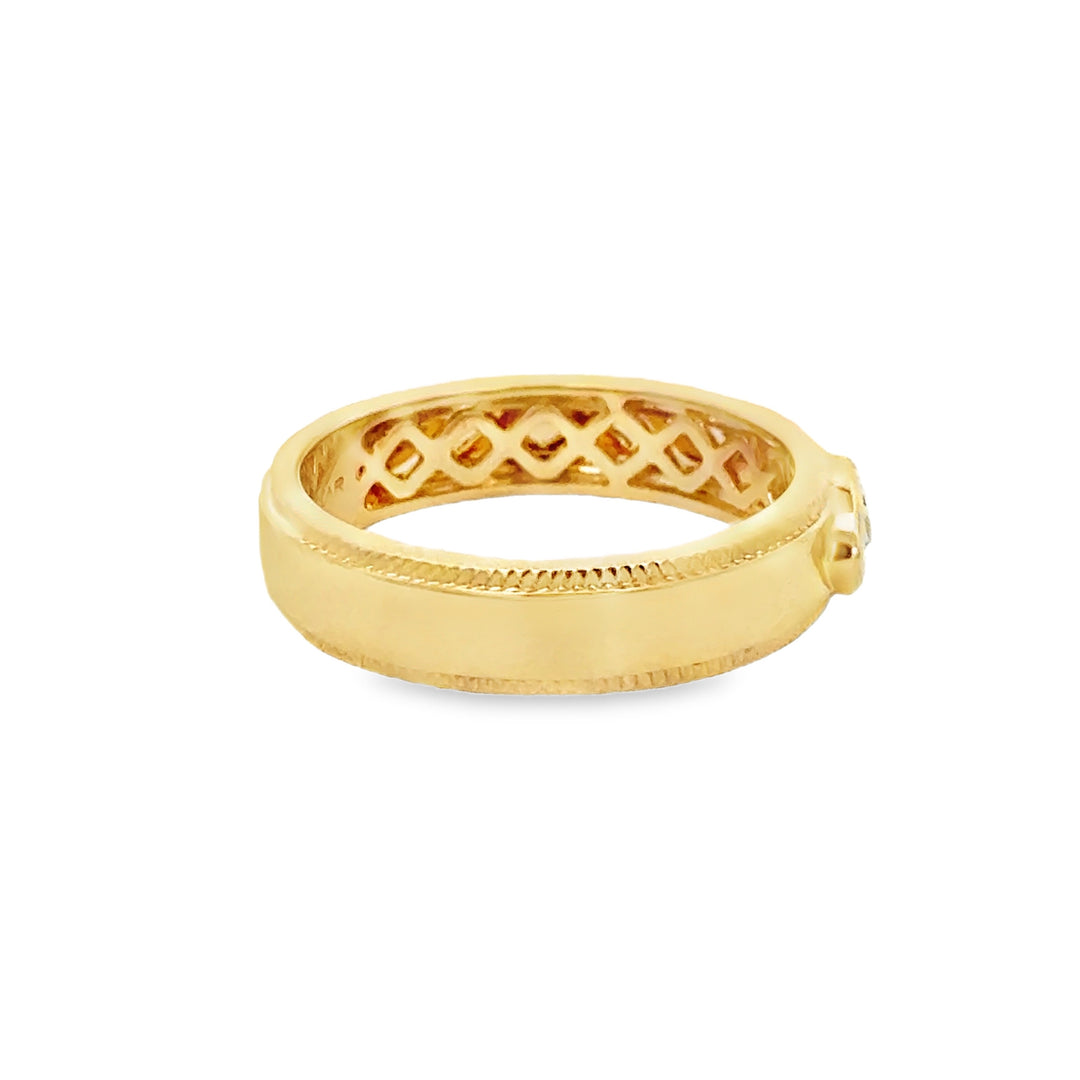 0.25 CT Marquise Diamond 14K Yellow Gold Bezel Set Band Ring
