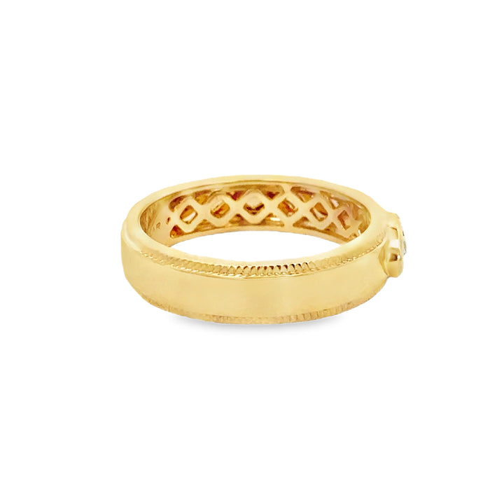 0.25 CT Marquise Diamond 14K Yellow Gold Bezel Set Band Ring