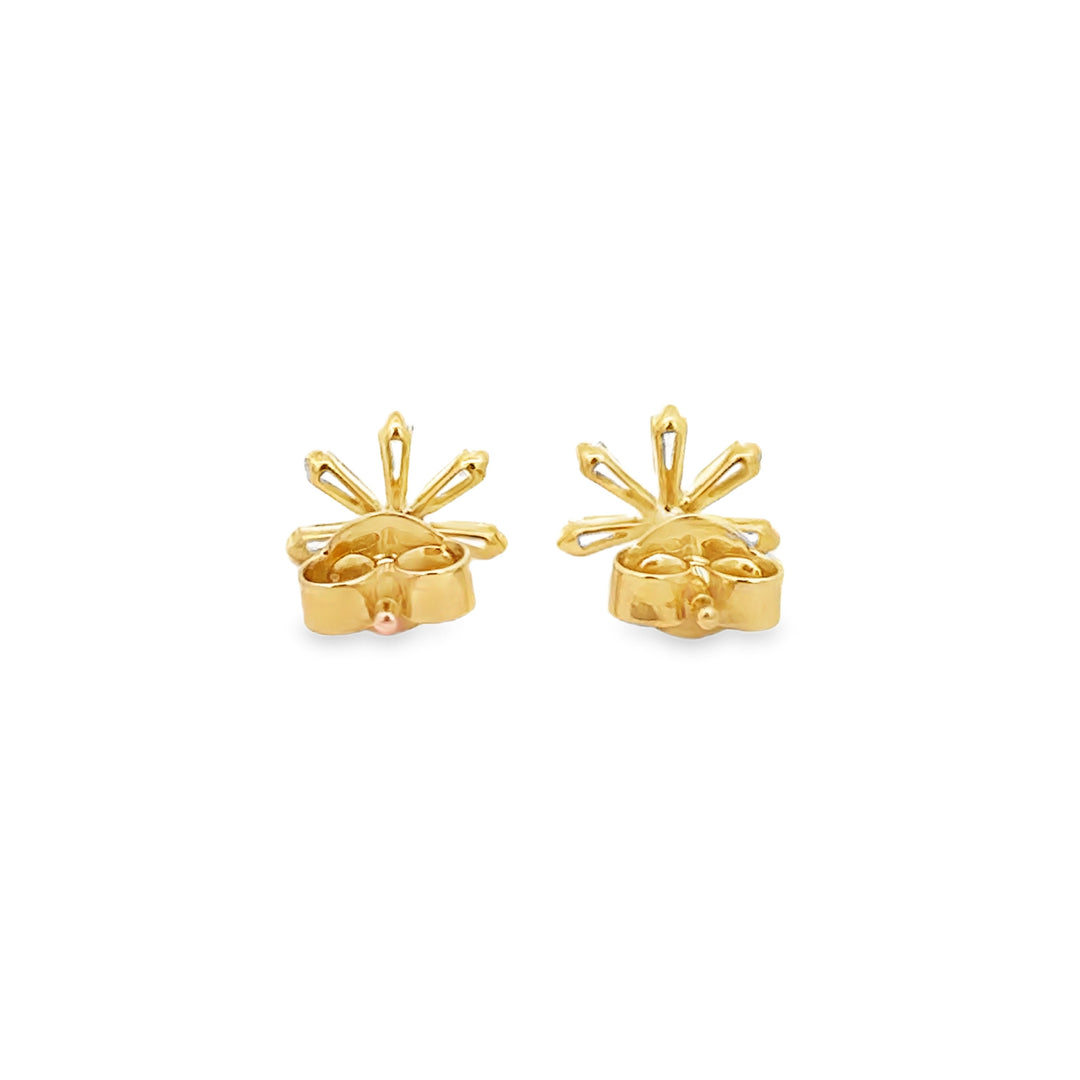 0.20 CTW Diamond Baguette Starburst Stud Earrings in 14K Yellow Gold