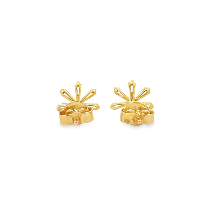 0.20 CTW Diamond Baguette Starburst Stud Earrings in 14K Yellow Gold