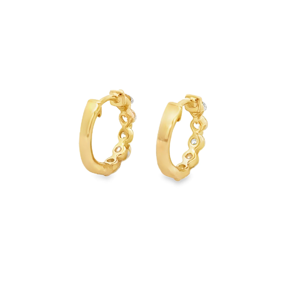 0.52 CTW Diamond Huggie Hoop Earrings in 14K Yellow Gold