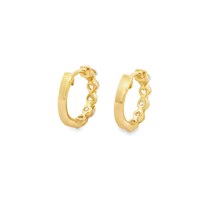 0.52 CTW Diamond Huggie Hoop Earrings in 14K Yellow Gold