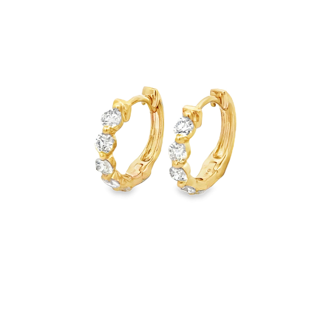 0.52 CTW Diamond Huggie Hoop Earrings in 14K Yellow Gold