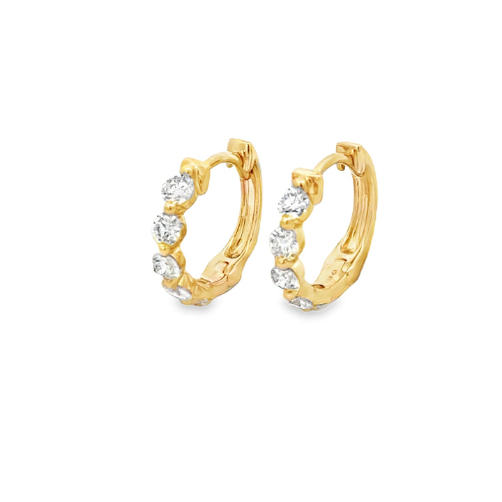 0.52 CTW Diamond Huggie Hoop Earrings in 14K Yellow Gold