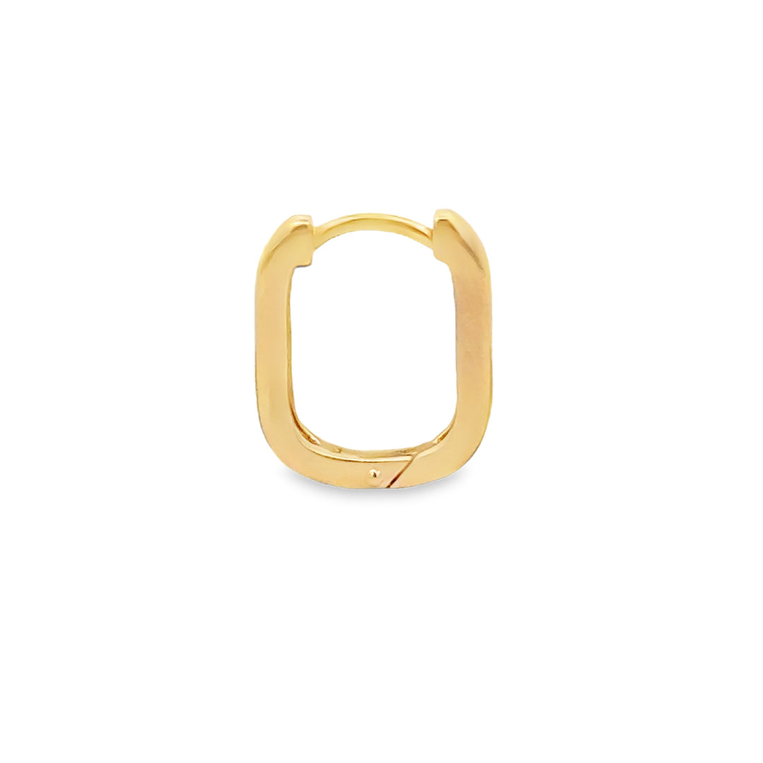 14K Yellow Gold Rounded Rectangular Huggie Hoop Earrings