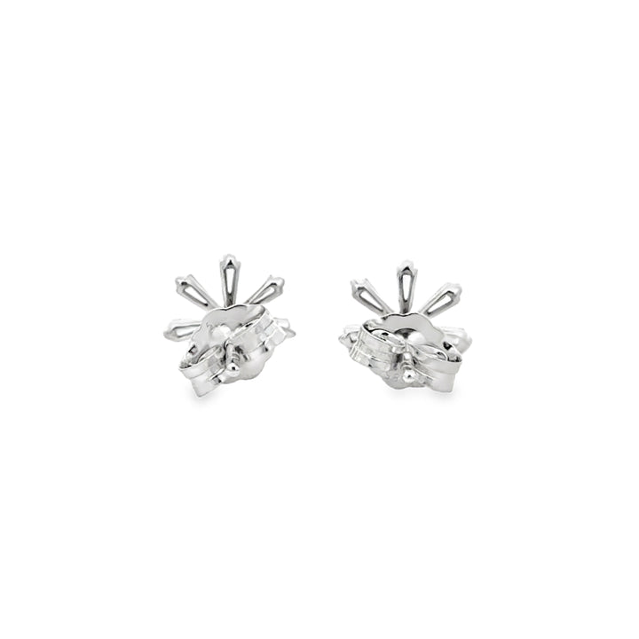 0.20 CTW Diamond 14K White Gold Baguette Starburst Stud Earrings