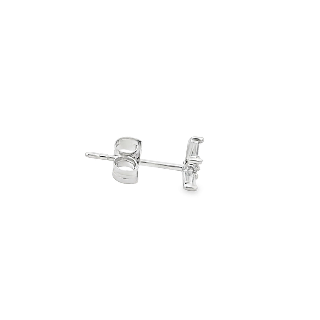 0.20 CTW Diamond 14K White Gold Baguette Starburst Stud Earrings