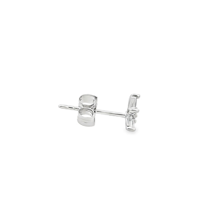0.20 CTW Diamond 14K White Gold Baguette Starburst Stud Earrings