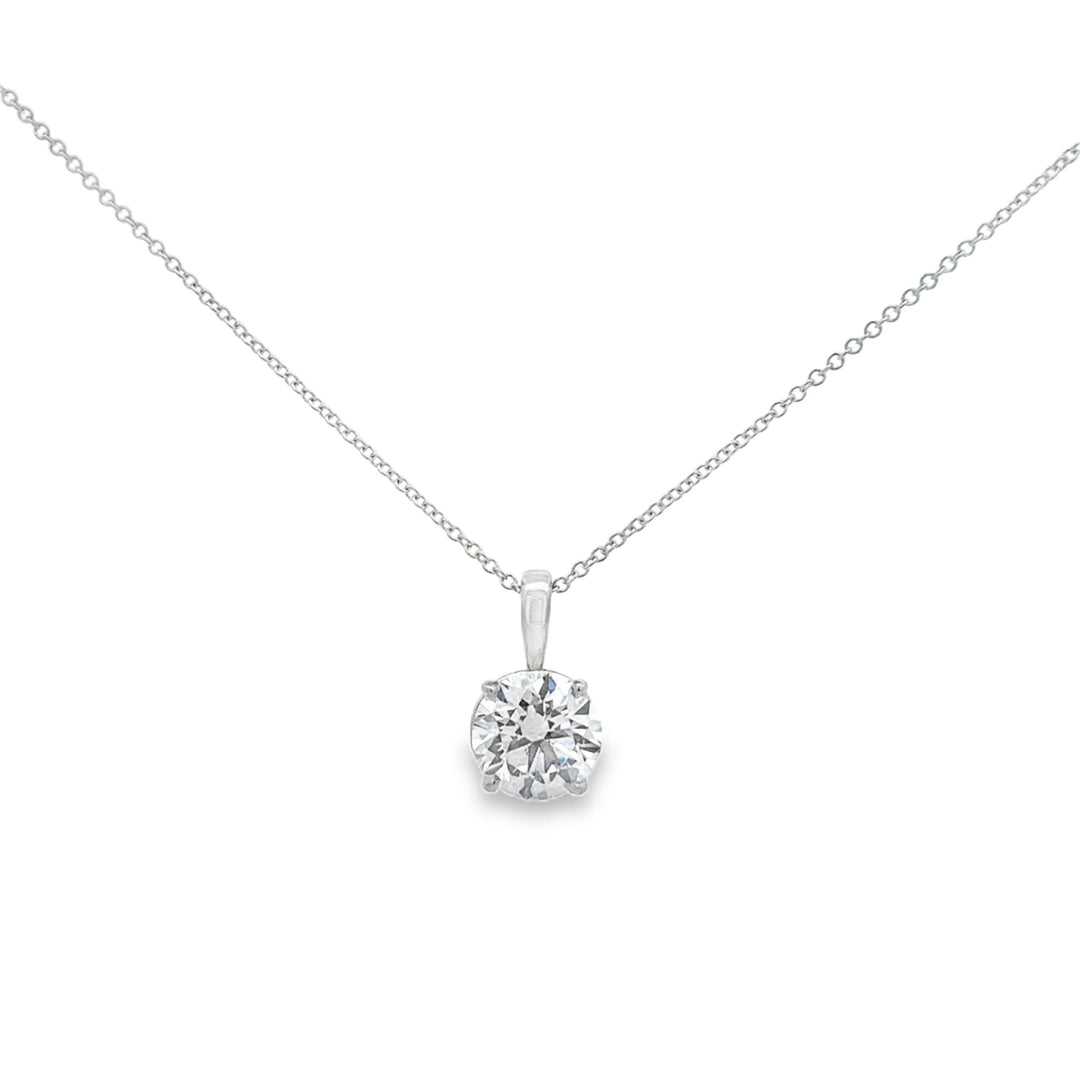 2.20 CT Lab Grown Round Diamond 14K White Gold Solitaire Pendant Necklace