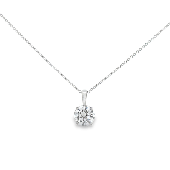 2.20 CT Lab Grown Round Diamond 14K White Gold Solitaire Pendant Necklace
