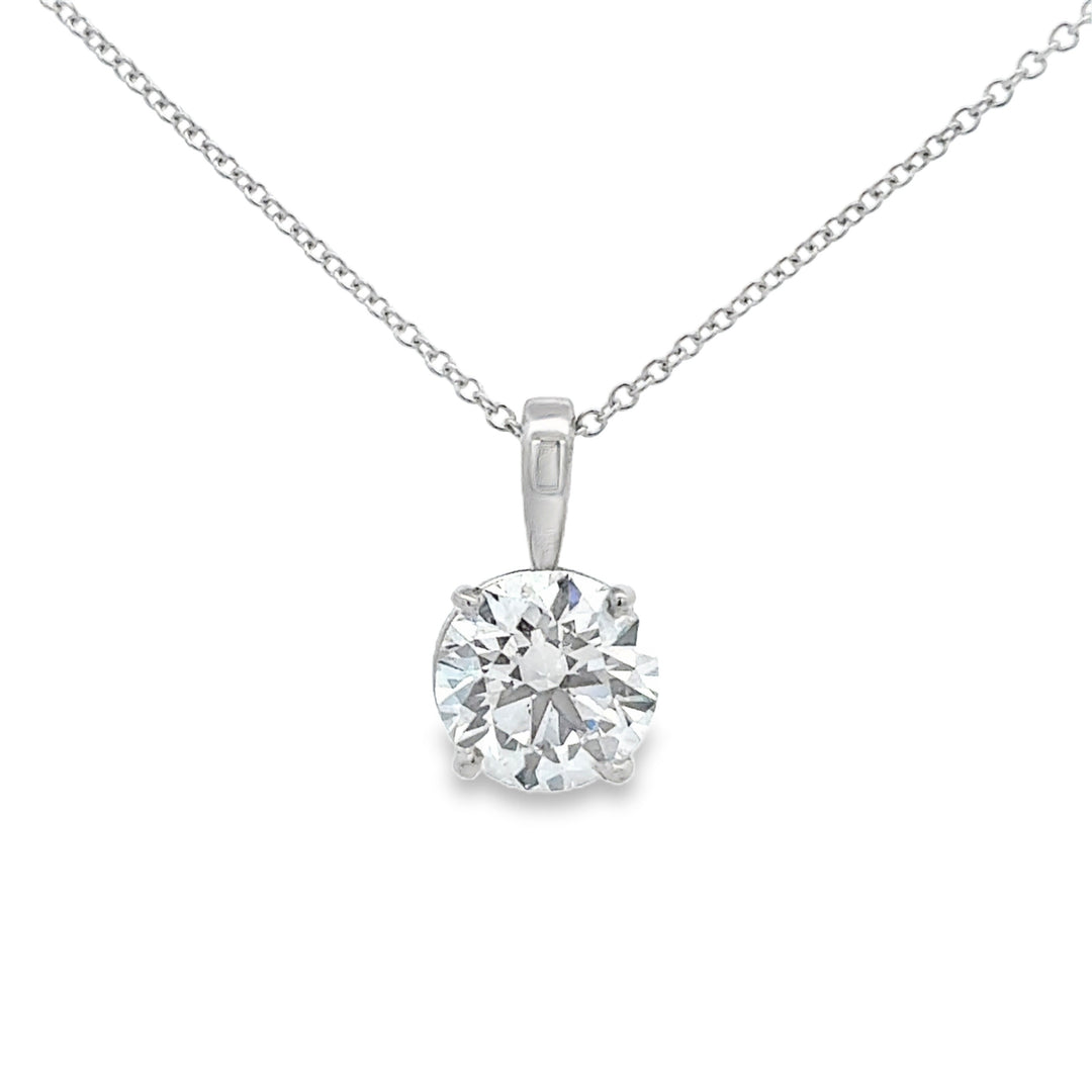 2.20 CT Lab Grown Round Diamond 14K White Gold Solitaire Pendant Necklace