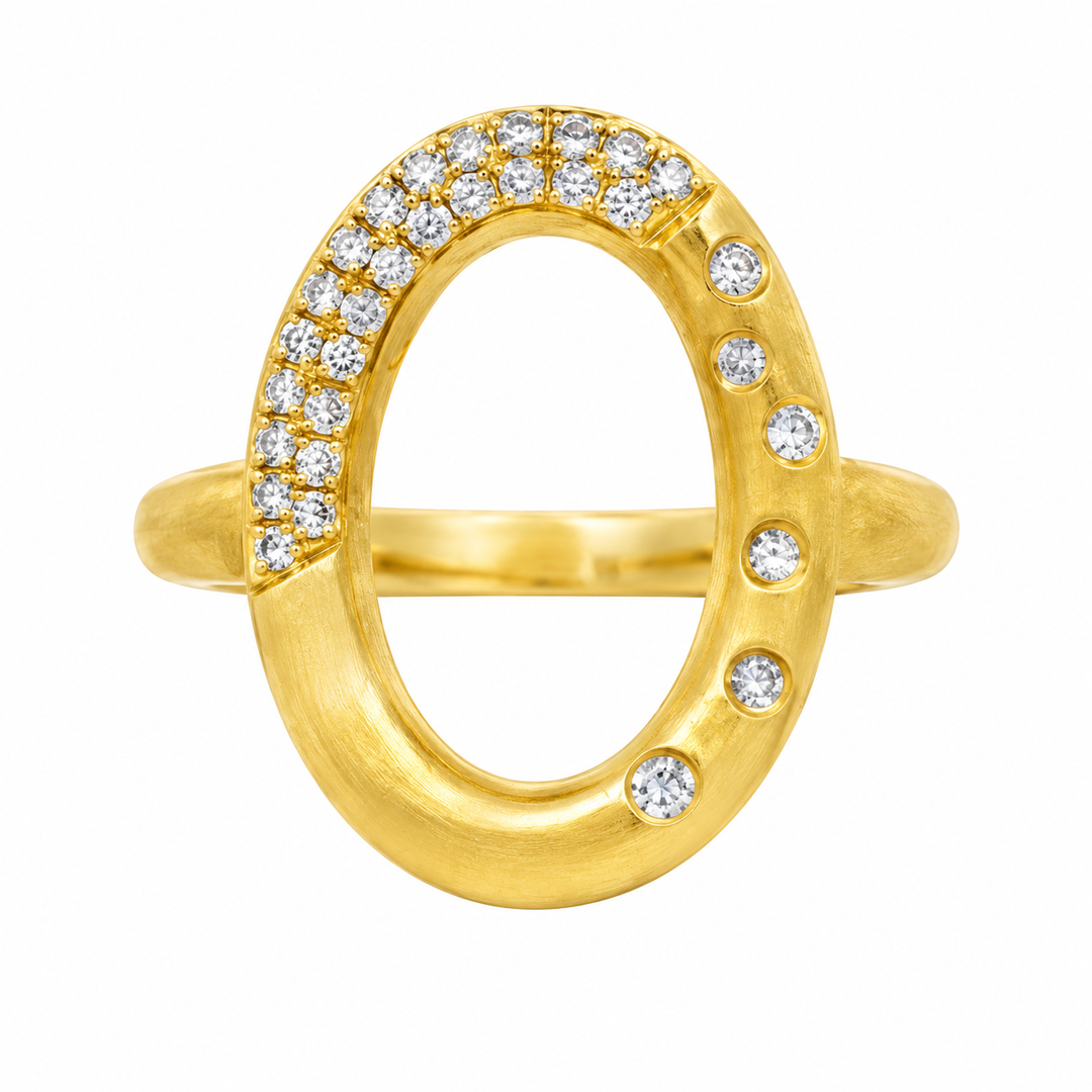 0.29 CTW Diamond 14K Yellow Gold Asymmetrical Open Oval Ring