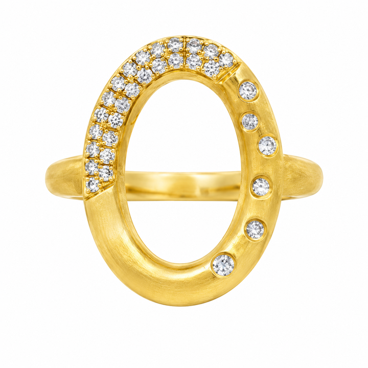 0.29 CTW Diamond 14K Yellow Gold Asymmetrical Open Oval Ring