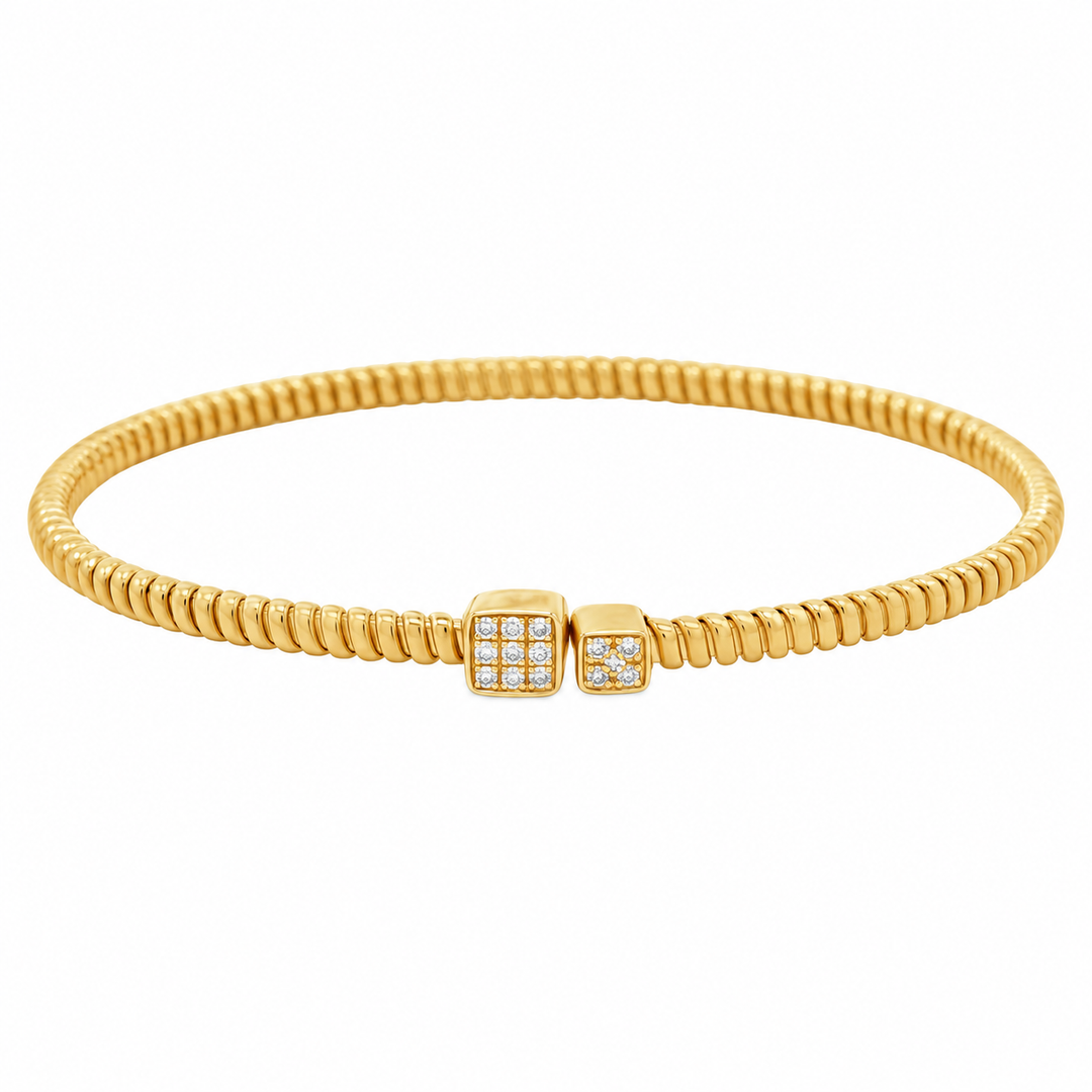 0.11 CTW Pavé Diamond 14K Yellow Gold Flexible Cuff Bracelet