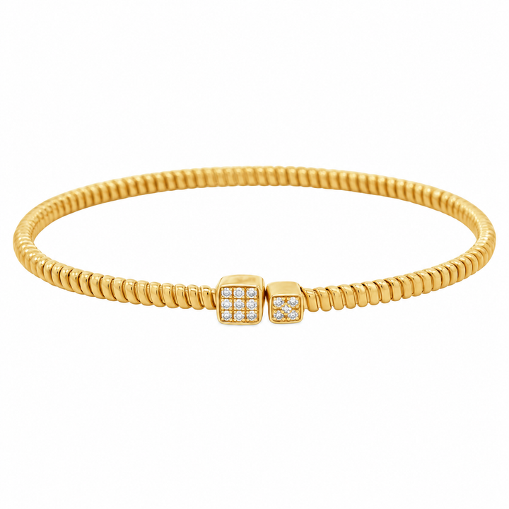 0.11 CTW Pavé Diamond 14K Yellow Gold Flexible Cuff Bracelet