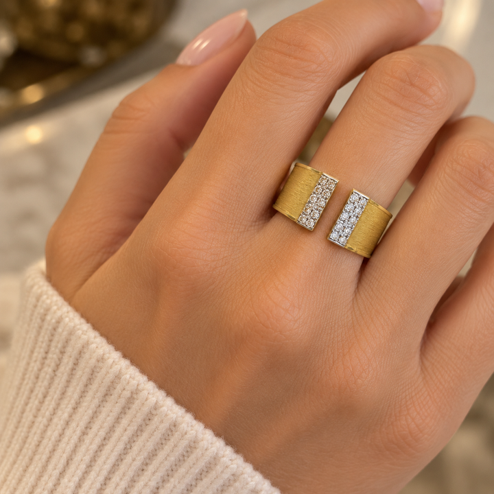 0.24 CTW Diamond 14K Yellow Gold Wide Open Band Ring