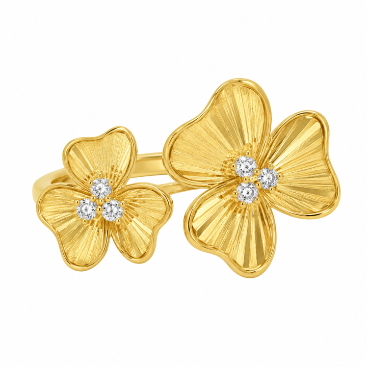 0.13 CTW Diamond 14K Yellow Gold Double Floral Ring