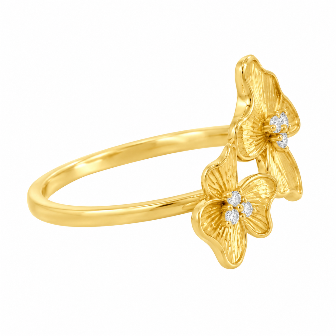 0.13 CTW Diamond 14K Yellow Gold Double Floral Ring