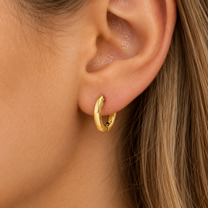 18K Yellow Gold 10mm Mini Huggie Hoop Earrings