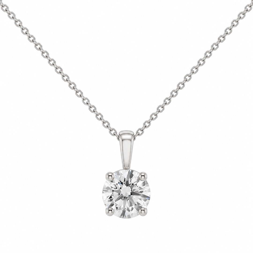 2.20 CT Lab Grown Round Diamond 14K White Gold Solitaire Pendant Necklace