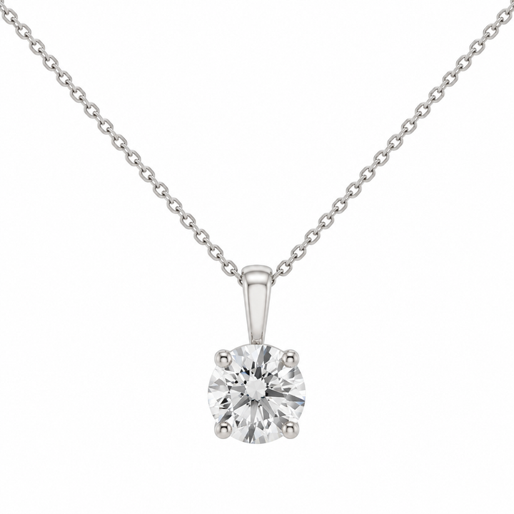 2.20 CT Lab Grown Round Diamond 14K White Gold Solitaire Pendant Necklace